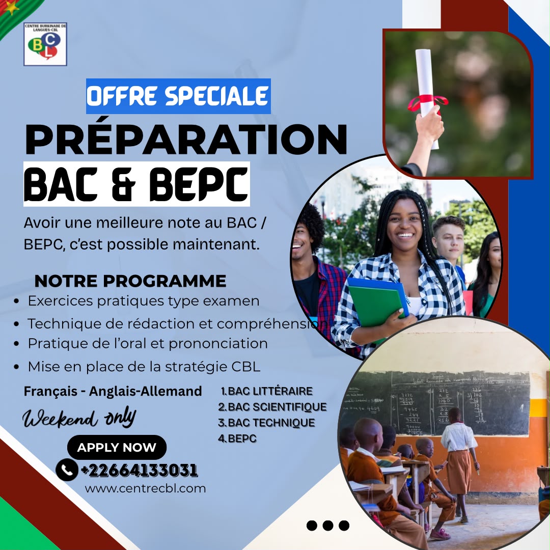 Affiche CBL – Préparation BAC et BEPC